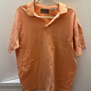 Orange collared golf shirt, Daniel Cremieaux Men's Egyptian Cotton stripe polo